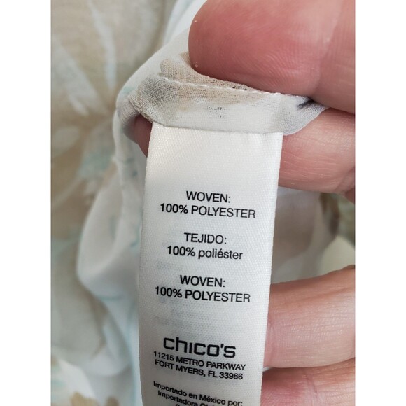 Chico's Sheer Chiffon Floral Print Button-Up Tunic Size 3 (XL) - Picture 5 of 6